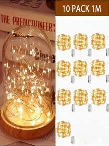 10pcs Adjustable Copper Wire Lights, LED Fairy Lights, Gift Box Decor Atmosphere Lights, DIY For Cake, Bouquet, Bedroom, Dining Table, Yard, Mason Jar Decor, Party, Wedding, Suitable For Valentine's Day, Mother's Day, Father's Day, Back To School, Holiday Gift, Birthday Gift, Housewarming Gift, Wedding Season - Warm Light Copper Wire Light String - View 12