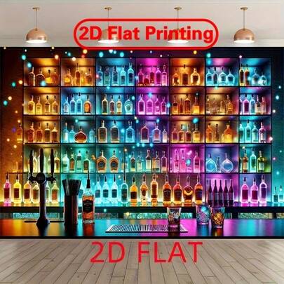 2D Flat Banner Traditional Bar Scene Banner-Multifunctional Decoration For Parties, Families, Gardens, Birthdays, Cocktail Parties And Outdoor Celebrations In Various Styles And Sizes.