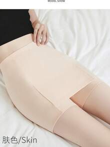 Milk Silk Safety Shorts Integrated Dress, Seamless Anti-Flashing Dual-Layer Protective Shorts For Women - Apricot - View 3