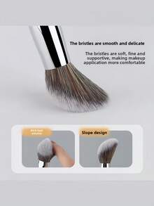 #47 Perfect Buffer Foundation Brush - Flawless Airbrushed Finish In Seconds! 1pc Cream Blush Angled Blush Makeup Brush Liquid Blush Makeup Tool - Black - View 3