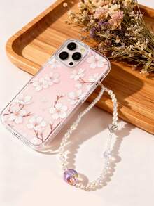 1件 幻彩粉紫色心形珍珠串珠手机挂绳，精致腕链，包包挂饰 - 彩色 - 查看 8