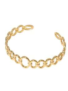 1 pieza Brazalete de acero inoxidable sofisticado y hueco ajustable para mujer, no se desvanece - Plateado - Ver 6