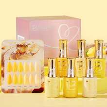 Beetles Yellow Gel Nail Polish Set - Sunny Pantry With Color Card, 6Colors HEMA FREE Yellow Gel Nail Polish Set 15ML/0.51FlOz - skafferi - Visa 8