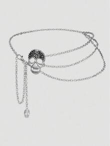 1pc Fashion Skull Waist Chain For Women, With Spikes And Multi-Layer Rivets, Halloween Waist Chain - A - View 5