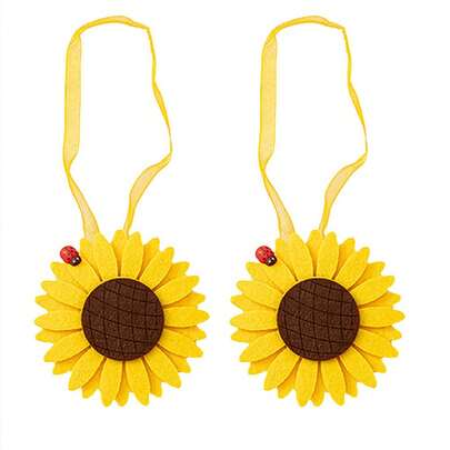 Magnetiska gardinklämmor, solrosfärgade gardinklämmor, gardinklämmor, gardinhållare med blommönster och rep för väggdekoration (gul)