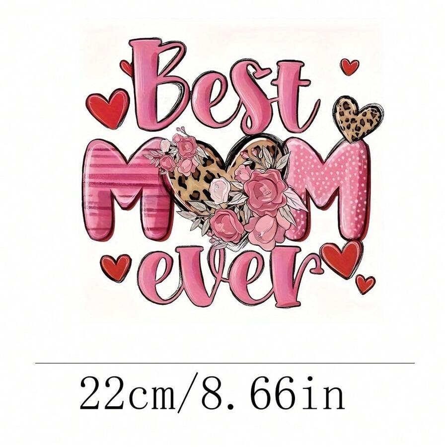 1张/2张/3张最佳妈妈主题熨烫贴纸，可水洗热转印贴纸，适用于T恤、衣服、口罩、牛仔裤、背包、帽子、枕头、母亲节 - L - 查看 1