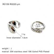 1 Set Stainless Steel Water Drop Criss-Cross Volcano Crater Unique Versatile Waterproof Fade-Resistant Fashion Ring Set For Women - Silver - View 3