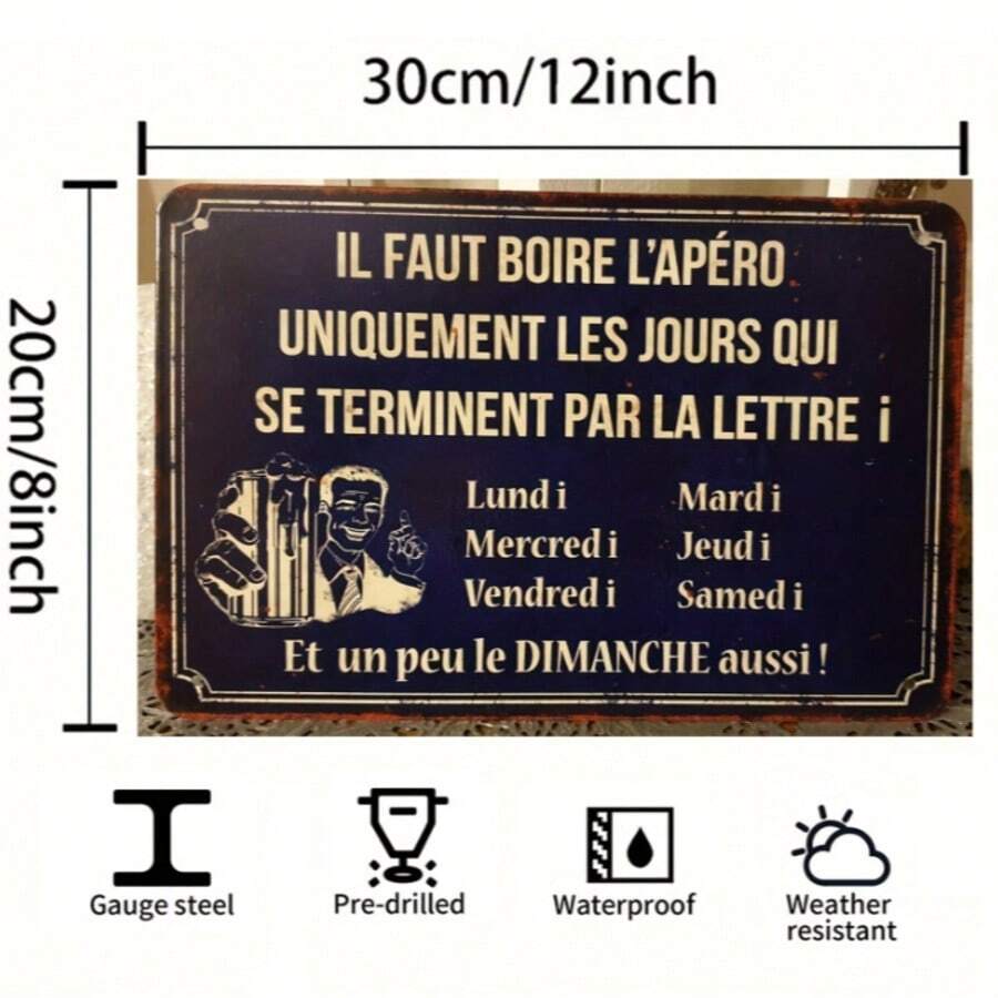 1 pieza, Cartel de metal sin marco con diseño de línea antigua, placa decorativa colgante para decoración vintage de granja en cocina, baño, sala de estar. Cartel de metal rústico desgastado con detalles de línea antigua atemporal, fácil de montar en cualquier pared. Idea de regalo perfecta para coleccionistas y decoración del hogar, ideal para estanterías, chimeneas, cafés e interiores con inspiración retro. Señalización de metal ligera y duradera con encanto clásico, acento de estilo shabby chic versátil para entradas. - Multicolor - Ver 1