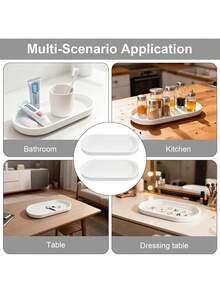 1pc/2pcs Cosmetic Storage Trays, Bathroom Storage Trays, Silicone Trays, Vanity Countertop Storage Trays, Decorative Trays, Suitable For Bedrooms, Sinks, And Bathtubs. , Room Decor - View 5