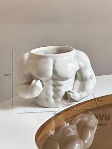 1 pezzo Vaso portapiante a forma di uomo muscoloso, vaso minimalista per piante grasse, vaso da bonsai da scrivania creativo, contenitore per piante artificiali, decorazione per la casa, decorazione per la stanza, vaso per fiori finti - Taglia unica - Visualizzare 7