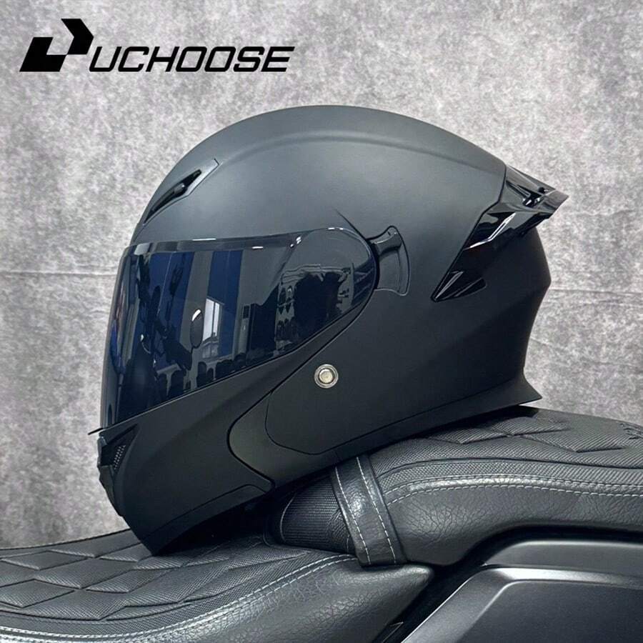 High Quality DOT Motorcycle Helmet Four Seasons Motocross Racing Modular Flip Up Casco Men Women Off Road Helmet Unmasked - Gương trà đen mờ - Xem 1