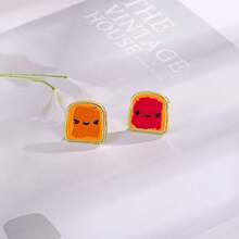 Sliced Bread Earrings Enamel Daily Jewelry Ear Stud Gift For Friends Fashion Refinement - Multicolor - View 7