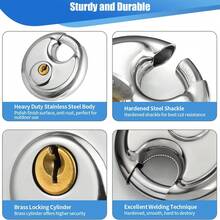1pc 60mm Pure Copper Core Stainless Steel Heavy Duty Padlock, Outdoor Gym Security Door Lock, Anti-Theft Tool - Round Heavy-duty Key Lock - View 7