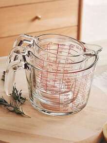 1pc Heat-Resistant Glass Measuring Cup With Markings, Large Capacity Stackable For Easy Storage, Coffee Measuring Cup With Spout Design For Easy Pouring, Transparent Container For Baking, Multipurpose Kitchen Tool Suitable For Kitchen, Baking And Microwave, With Precise Markings And Ergonomic Handle - Transparent - View 5