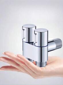 1pc Stainless Steel Dual Outlet Angle Valve - Space Saving Mini Valve With Universal Threads Suitable For Toilet Sprayer, Dual Control One Inlet Two Outlets (Black, Gold Available) - Type C Hardware Accessories - View 6