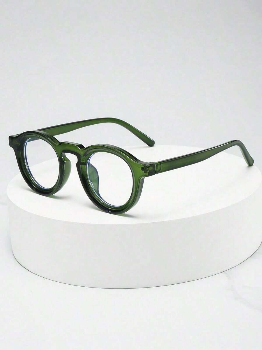 1pc Unisex Round Small Frame High-Quality Classic Minimalist Fashion Optical Glasses Daily Wear, Parties, Casual Use2026 - 綠色 - 查看 1