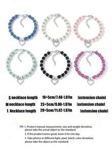 1 件装宠物爱心钻石项链；颈围可调节；猫咪项链；狗狗项链；宠物配饰；宠物用品 - 粉色 - 查看 2