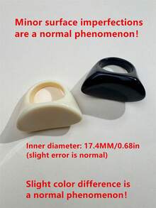 Set de 2 anillos de resina geométrica asimétrica en negro y beige, conjunto de anillos minimalistas vintage, adecuados para uso diario, vacaciones y fiestas - Multicolor - Ver 3