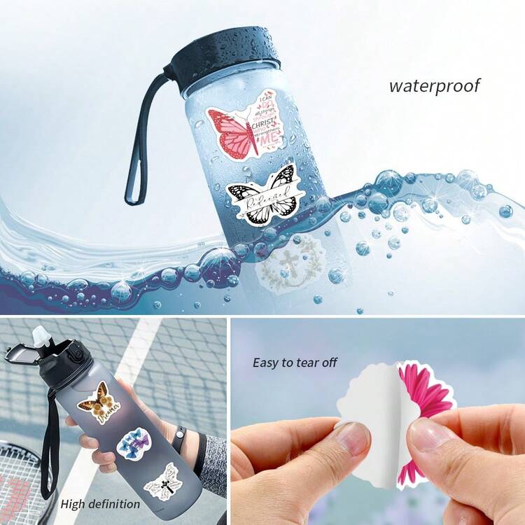 62PCS Butterfly Christian Stickers High Quality Stickers Decals Scrapbook,Journaling,Laptop,Bumper,Skateboard,Water Bottles,Computer,Phone Stickers Can Bring A Lot Of Fun To Your Life,The Perfect Gift For Adults - Multicolor - View 6