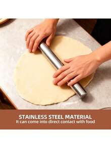 Stainless Steel Uncoated Rolling Pin, Hollow Lightweight Design, Reusable Dough Roller, Suitable For Baking, Pizza, Pastry, Cookies And Kitchen Baking Tools - Multicolor - View 4