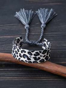 1pc Leopard Print Braided Tassel Bracelet (Leopard Pattern Randomly Assorted) - Multicolor - View 6