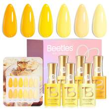 Beetles Yellow Gel Nail Polish Set - Sunny Pantry With Color Card, 6Colors HEMA FREE Yellow Gel Nail Polish Set 15ML/0.51FlOz - skafferi - Visa 10