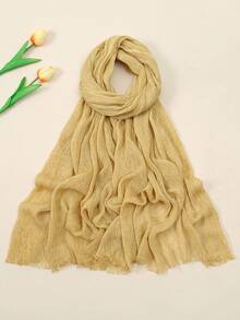 1 Stück rein farbiger, strukturierter, natürlich zerknitterter, atmungsaktiver, weicher, langer muslimischer Kopftuch mit strukturreichem Design - Verschiedenfarbig - Übersicht 16