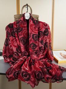 1pc Spring/Summer New Lightweight Chiffon Printed Scarf/Shawl, Sunscreen Scarf Suitable For Daily Use - Multicolor - View 4