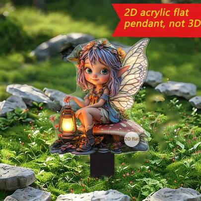 1pc Acrylic Butterfly Fairy Lantern Stake, Suitable For Lawn, Park, Garden, No Electricity Needed, Fairy Garden Decor, Outdoor Decoration, Durable Stake, 2D