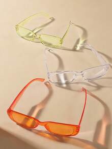 3 Pairs Retro Fashion Small Frame Glasses, Suitable For Daily Wear - Multicolor - View 4