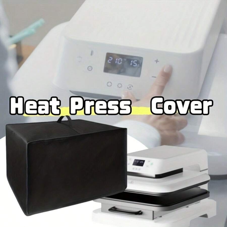 自动热压机保护罩，牛津布材质，尺寸：22英寸长 x 18英寸宽 x 16.5英寸高，黑色，升级加厚600D面料，带手柄 - 查看 1