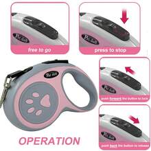 Correa retráctil reflectante duradera para perros de 5M/3M, de alta resistencia con agarre antideslizante, sistema de freno y bloqueo fuerte, gancho giratorio de 360° sin enredos, correa de entrenamiento y paseo para perros pequeños y medianos de hasta 15kg - Multicolor - Ver 5