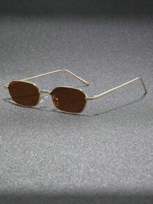1 Pair Polygon Small Frame Stainless Steel Retro Stylish Versatile Street Photo Metal Glasses, High Quality Fashion Back To School Fashionable Preppy School Look2026 - 黑色 - 查看 5