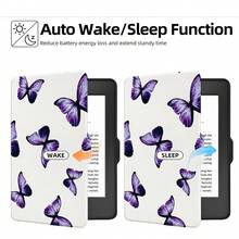 适用于 7/6.8/6 英寸 Kindle Paperwhite（第 12/11/10/7/6/5 代 - 2024 年款）的紫色蝴蝶图案保护套，Kindle 电子阅读器 Colorsoft Signature Edition 配件，优雅简约的保护套，轻薄便携，适合作为礼物赠送给同事和朋友。 - 彩色 - 查看 7
