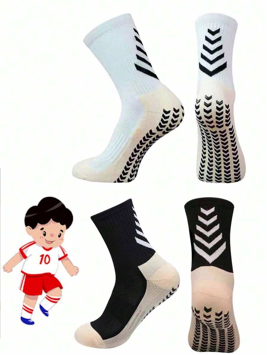 1/6 pares de calcetines de media caña antideslizantes para hombres, calcetines con diseño de puntos para fútbol/baloncesto - Blanco y Negro - Ver 1