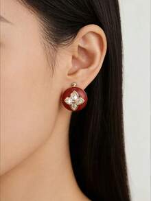 1 Pair Vintage Elegant Copper Geometric Petal Drop Hoop Earrings, Graceful Gift For Women - Round - View 3