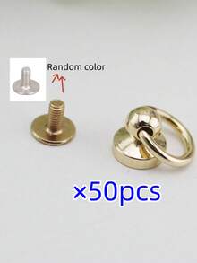 50件組 8mm 耐用鋅合金螺紋圓頭鉚釘套組附拉環，適用於DIY人造皮革手工、皮帶、錢包、手提包與手機殼，易安裝套件，人造皮革鉚釘，旋轉環手機殼娃娃耳環DIY珠寶配件，返校藝術創作專用 - 多色 - 查看 14