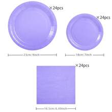 Customized Purple Disposable Tableware Set, Including 7/9 Inch Paper Plates, Paper Cups, Paper Napkins, Suitable For Birthday Parties, Festivals, Gatherings, Picnics, Celebration Events, Wedding Tea Parties, Graduation Ceremonies, Disposable Party Supplies - Custom Purple - View 10