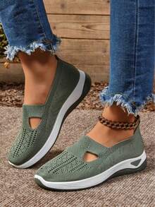 Women's Orthopedic Comfort Slip-On Sneakers - With Arch Support And Skin-Friendly Foam, All-Day Lightweight Walking Shoes, Non-Slip PVC Sole - Suitable For Nurses, Teachers, Standing And Running Errands, Orthopedic Shoes, Exquisite Pressure-Relieving Design, Beautiful Embroidery, Soft Cushioning, Suitable For Long-Term Standing Work Shoes, Casual Women's Shoes - màu xanh lá - Xem 3