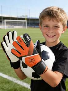 1 Pair Professional Soccer Goalkeeper Gloves, Non-Slip Finger Protection, Essential For Match And Training, Anti-Slip & Durable, Palm Cushion, Suitable For Youth, Adjustable Wrist - Multicolor - View 6