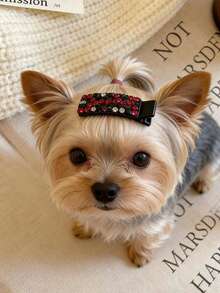 1 pieza Clip de pelo de mascota versátil con strass, clip de flequillo colorido, clip lateral, clip de boca de pato de alta gama, nuevos clips de pelo para todo tipo de cabello - Rojo - Ver 6
