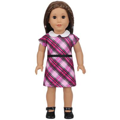 16-18 Inch Children's Doll Dress, Fashionable Multi-Color Plaid Dress, Doll Clothing, Children's Dress Up Game, Suitable For Children 3+ Years Old (Doll And Shoes Not Included)