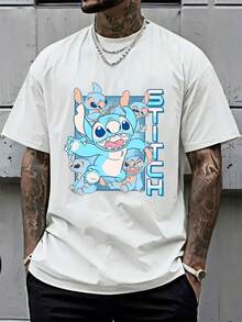 Disney Official Licensed Lilo & Stitch Multi-Expression Collage Graphic T Shirts 100 Percent Cotton Disney Shirt Washed 220g Unisex - 白色 - 查看 1