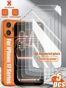 钢化玻璃 5 片装 9H 硬度 高清钢化玻璃屏幕保护膜 兼容 11/12/13/14 Pro Max/15 Pro Max/16/16 Pro/16 Plus/16 Pro Max/16e 透明防刮防摔防水 春季礼物 生日周年纪念 - 高畫質 - 查看 17