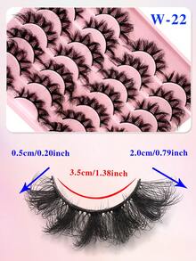 ENCHUW 14对装 假睫毛 蓬松俄罗斯条状假睫毛 3D假睫毛 打造凌乱妆容 蓬松浓密假睫毛 D型卷翘假睫毛 - 黑色 - 查看 2