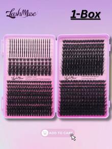 680pcs/1360pcs Eyelash Cluster Set, Individual Cluster False Eyelashes, D/DD Curl Length 0.35-0.63 Inch Effect DIY Fake Lashes, T50+80D+100D+120D Mixed Density, Natural Fluffy Thick, 0.07mm Mink Hair Texture, Includes Lash Glue, Tweezers And Brush, Suitable For Christmas, Halloween, Party, Daily Wear, Beauty Essential Tools, Beauty & Health, Holiday Makeup, Eyelash Cluster, Individual False Lashes - Black - View 10