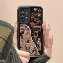 Collage con temática de  de estética marrón.funda de teléfono Fundas compatibles con ,Apple,VIVO,OPPO,,, y Honor.Fabricadas en silicona TPU,ofrecen protección contra golpes y caídas. - Negro - Ver 5