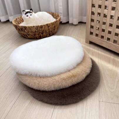 1pc 16-Inch Round Soft Comfortable Decorative Cushion, Uniform Color And Soft Texture. Suitable For Chairs, Pet Blankets, Can Be Used As Chair Cushion, Office Chair Pad, Seat Cushion, Indoor Decor, Study Supplies, Chair Pad Or Gaming Chair Pad.