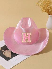 Mũ cao bồi lấp lánh chữ cái A-Z tùy chỉnh dành cho người lớn, bền chắc, chống nắng, thích hợp cho các bữa tiệc, lễ hội âm nhạc và thời trang hàng ngày. - Hồng - Xem 11