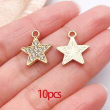 10/30个合金日月星辰吊坠，镶钻水晶太阳吊坠，金色星空吊坠，适用于DIY珠宝制作手链项链 - 彩色 - 查看 18